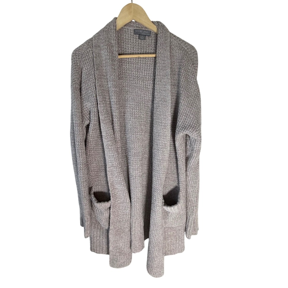 Barefoot Dreams CozyChic Lite Cardigan Taupe Heather Open Front Sweater Size M